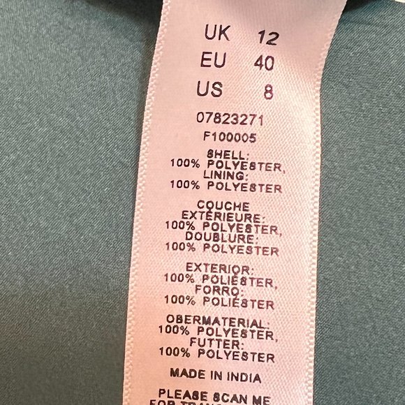 NWT ASOS Women's Cocktail Dress Green Pleated Skirt Fluttered Sleeve Size 8 - Picture 5 of 11